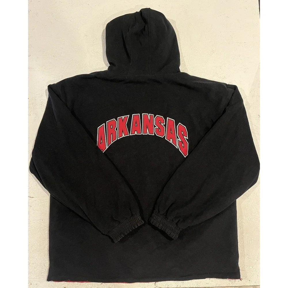 Vintage Arkansas Razorbacks Reversible Jacket Embroidered Mens‎ 2XL Fleece Red